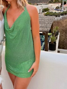 Meshki Green Beaded Evening Top